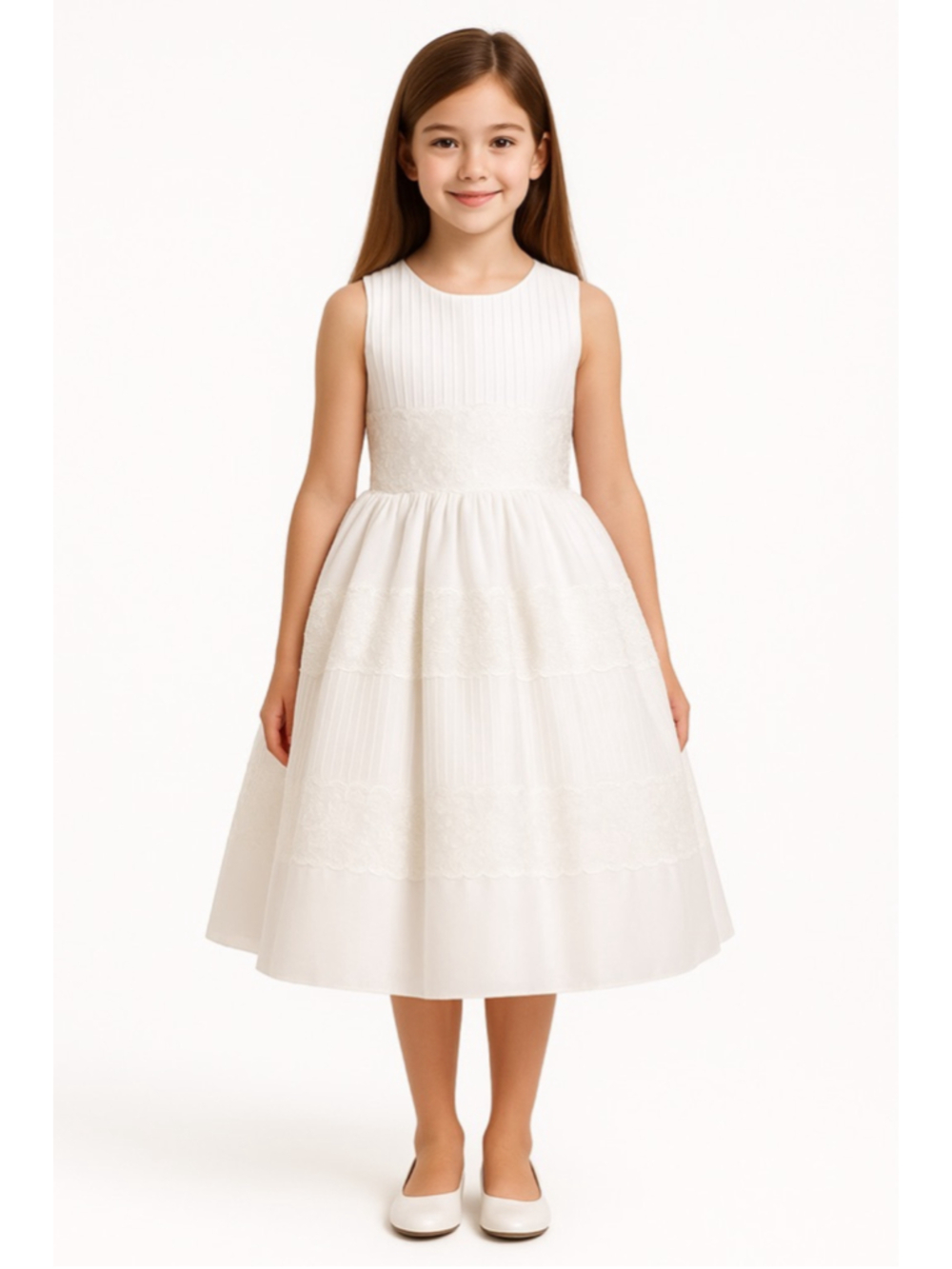 Joan Calabrese Mon Cheri White Communion Flower Girl Dress Embroidered $500, 7